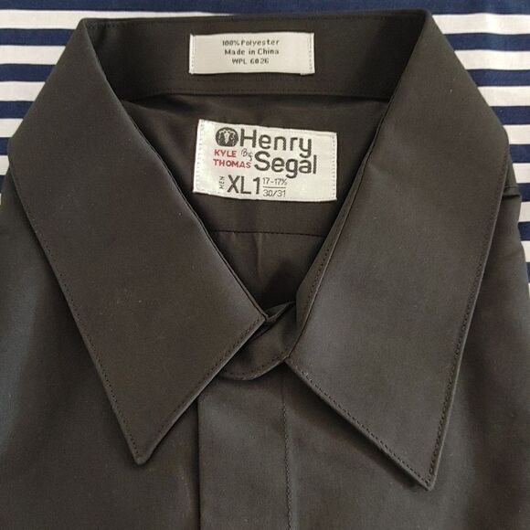HENRY SEGAL BLACK REGULAR FIT LAYDOWN COLLAR DRESS SHIRT. - Picture 3 of 4